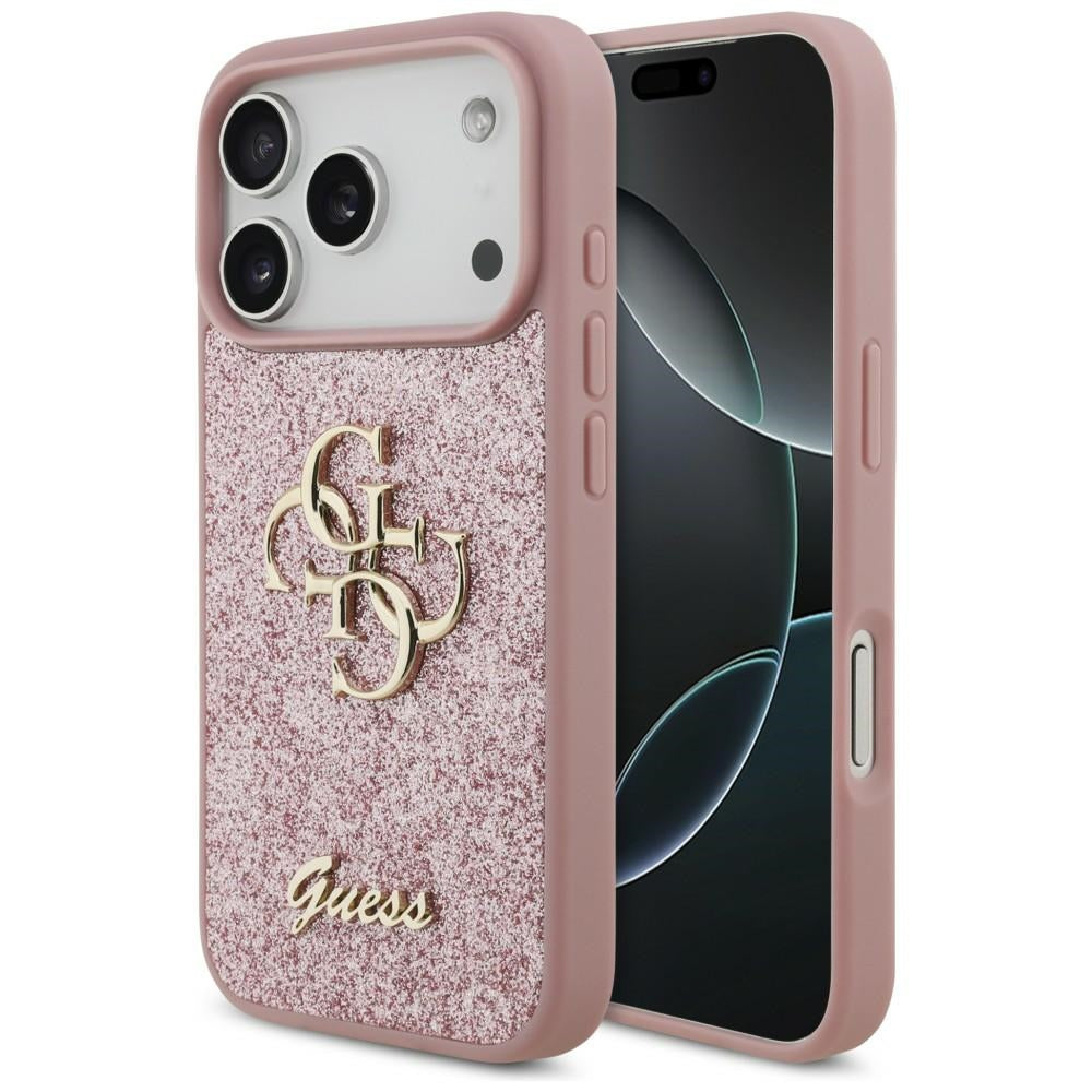 Guess iPhone 17 Pro/iPhone 18 Pro Deksel Fixed Glitter Rosa