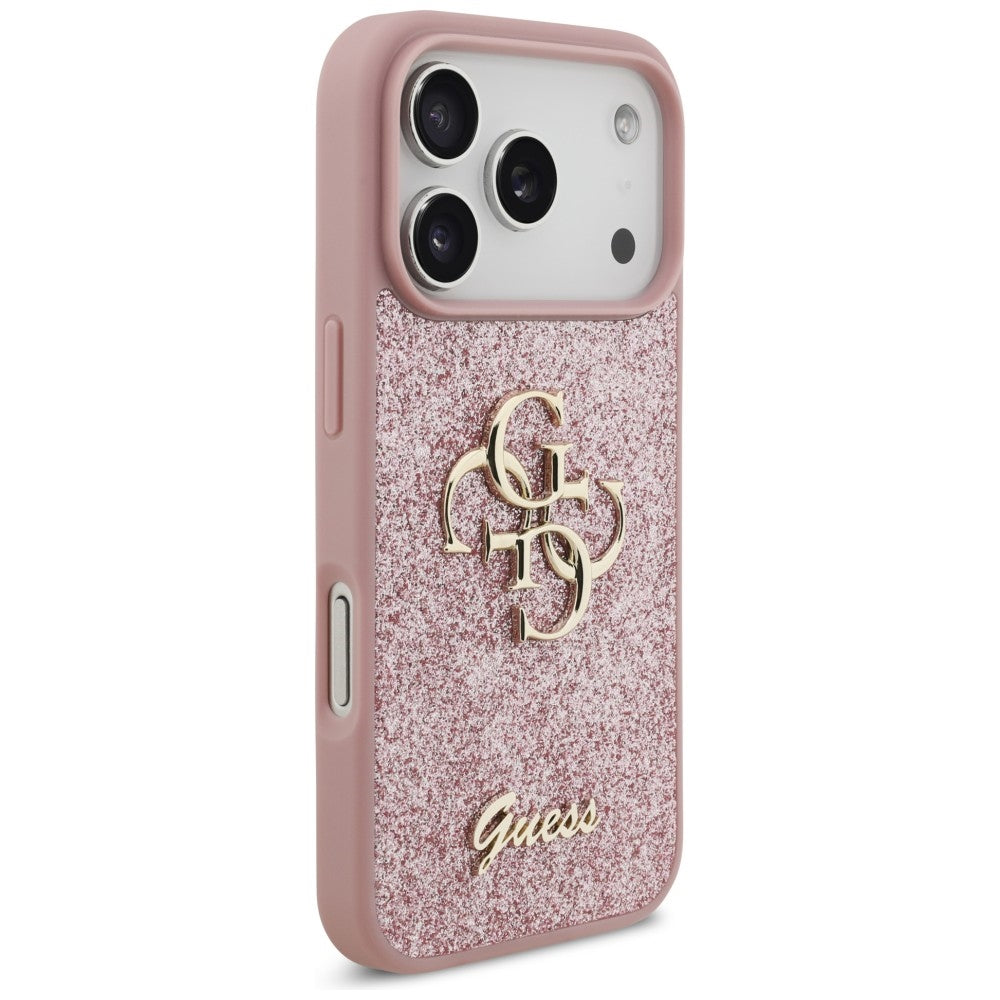Guess iPhone 17 Pro/iPhone 18 Pro Deksel Fixed Glitter Rosa