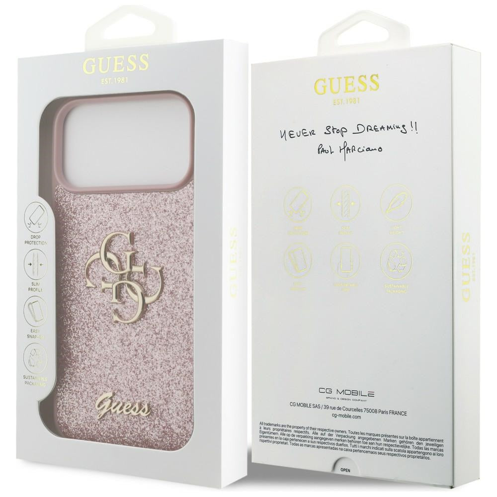 Guess iPhone 17 Pro Max/iPhone 18 Pro Max Deksel Fixed Glitter Rosa