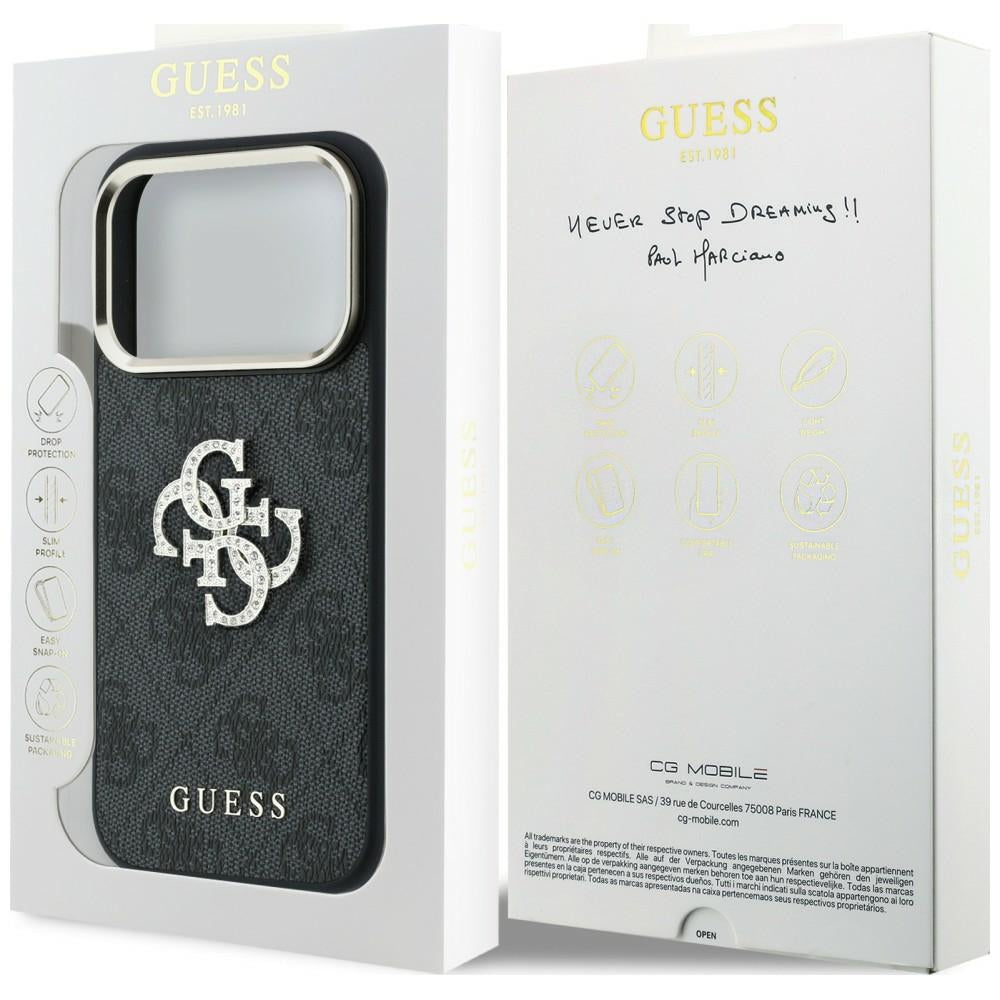 Guess iPhone 17 Pro Max/iPhone 18 Pro Max Deksel 4G Strass-logo Svart