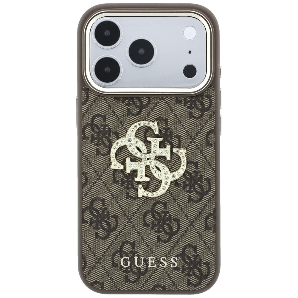 Guess iPhone 17 Pro Max/iPhone 18 Pro Max Deksel 4G Strass Logo Brun
