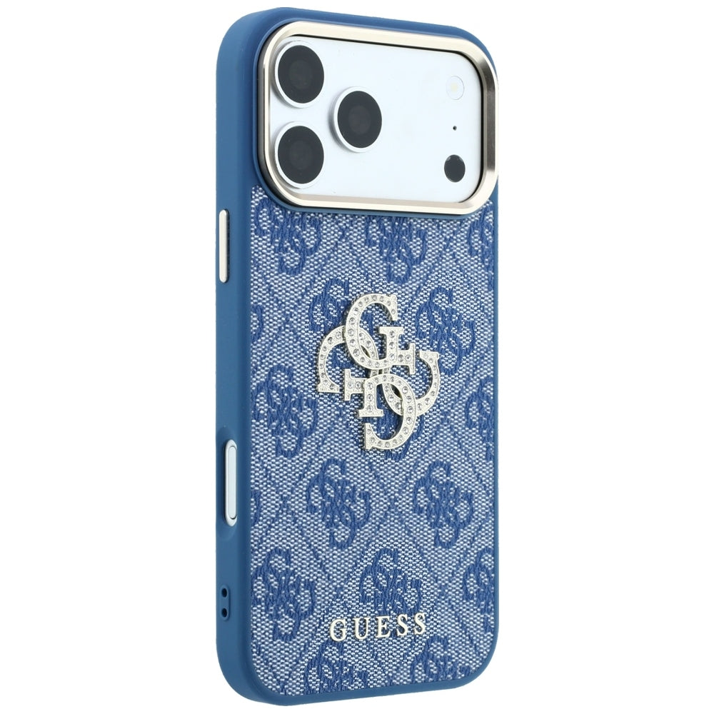Guess iPhone 17 Pro/iPhone 18 Pro Deksel 4G Strass-logo Blå