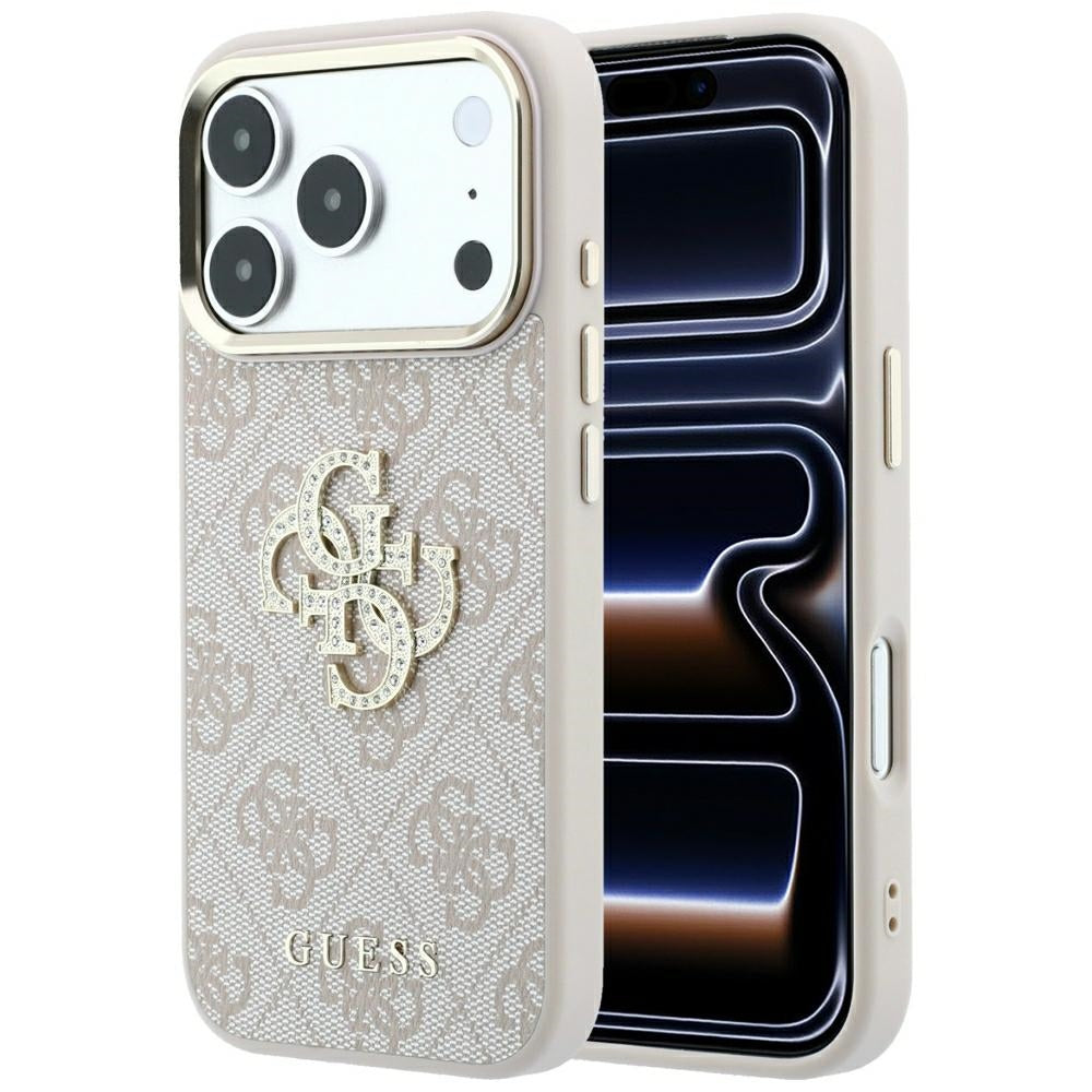 Guess iPhone 17 Pro/iPhone 18 Pro Deksel 4G Strass-logo Rosa
