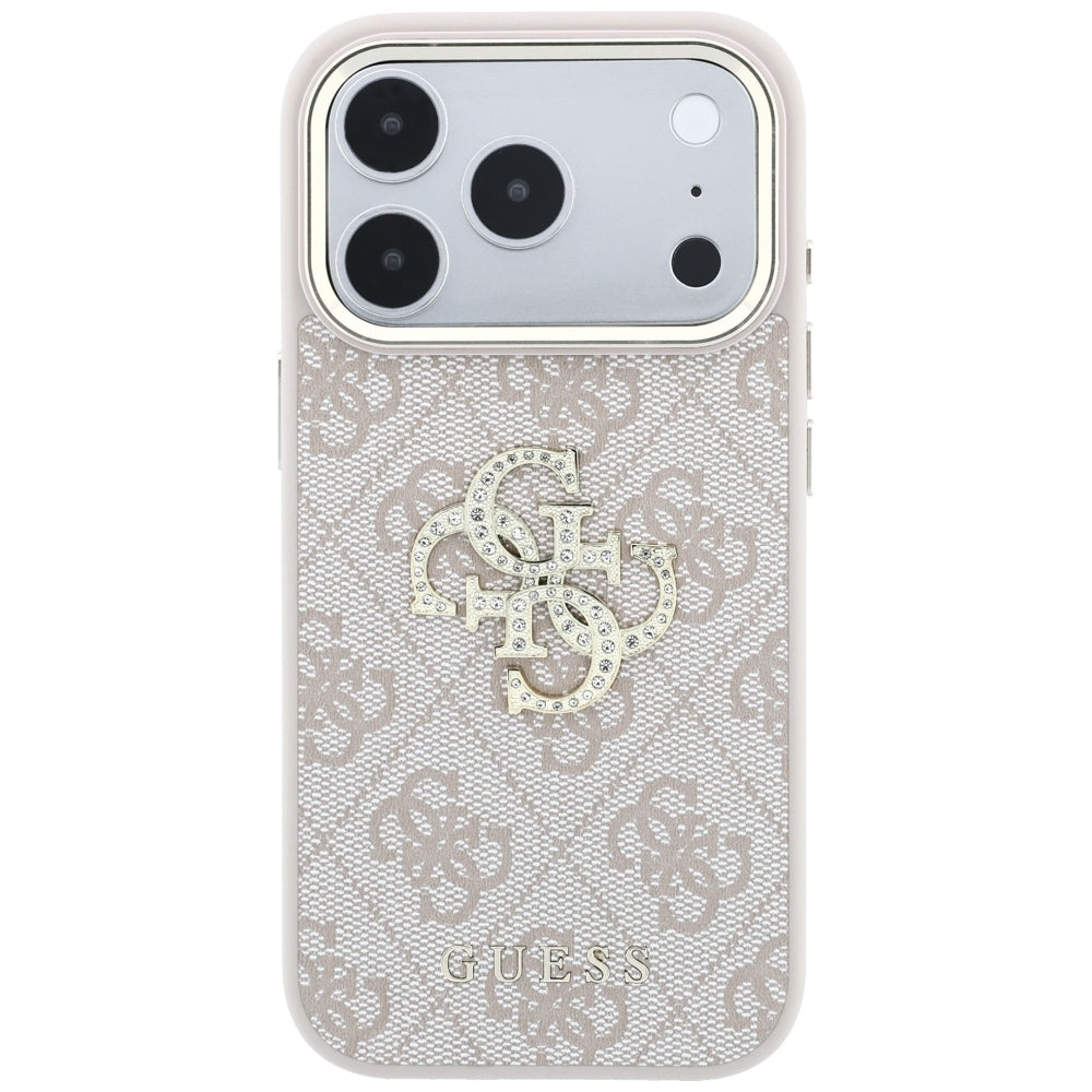 Guess iPhone 17 Pro/iPhone 18 Pro Deksel 4G Strass-logo Rosa