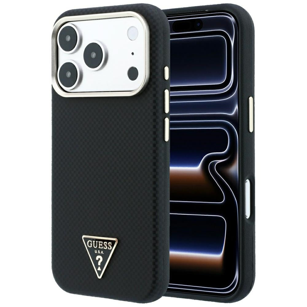 Guess iPhone 17 Pro/iPhone 18 Pro Deksel Kevlar Triangle Logo Svart
