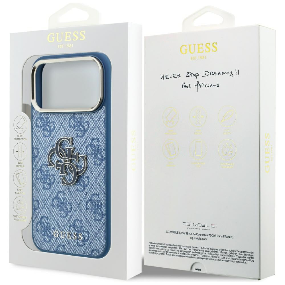 Guess iPhone 17 Pro Max/iPhone 18 Pro Max Deksel 4G Resin-logo Blå
