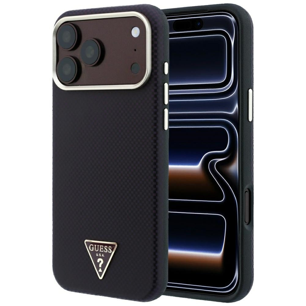Guess iPhone 17 Pro/iPhone 18 Pro Deksel Kevlar Triangle-logo burgunder