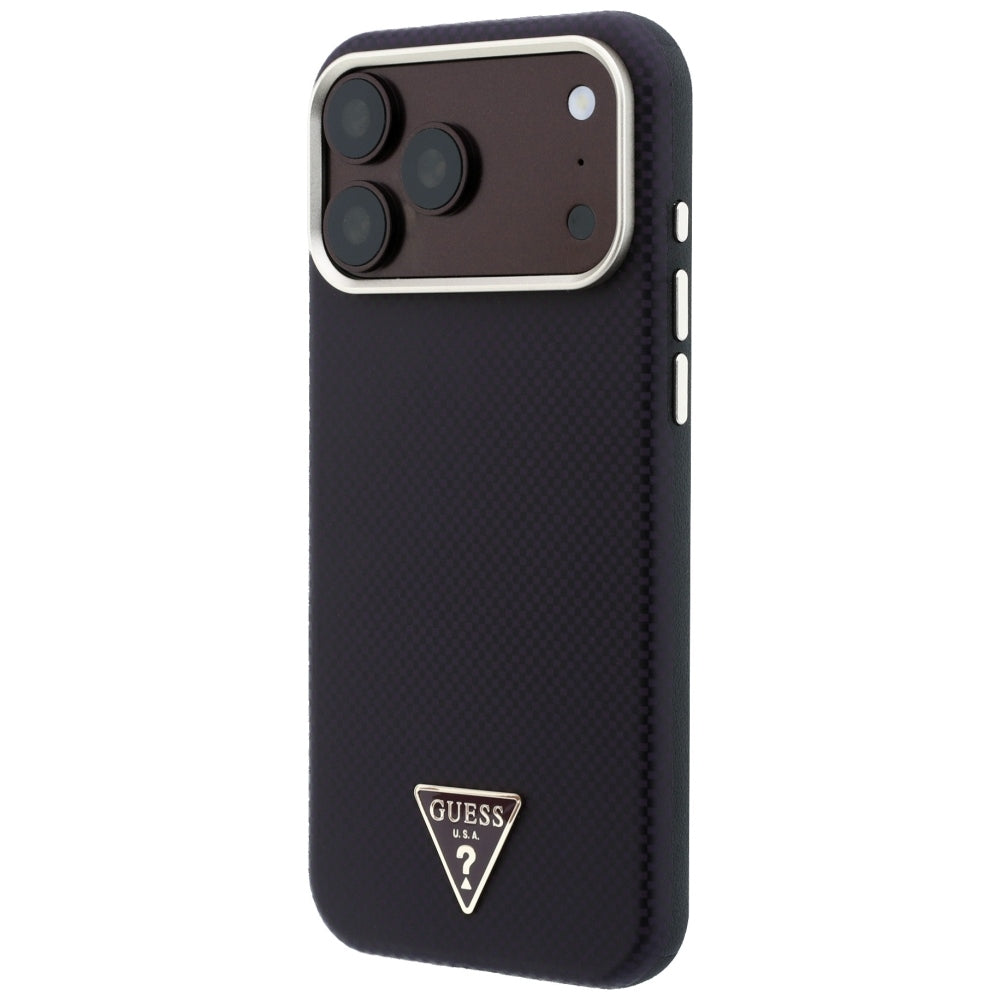 Guess iPhone 17 Pro/iPhone 18 Pro Deksel Kevlar Triangle-logo burgunder