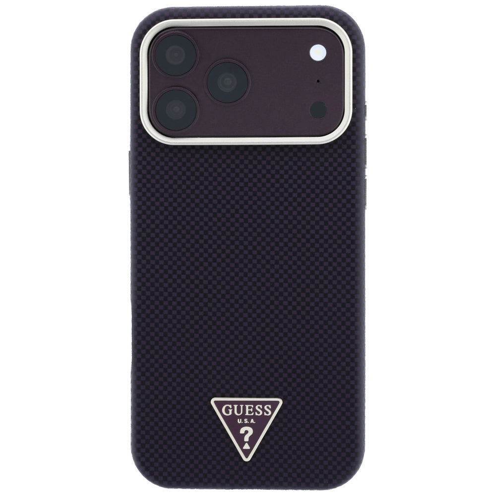 Guess iPhone 17 Pro/iPhone 18 Pro Deksel Kevlar Triangle-logo burgunder