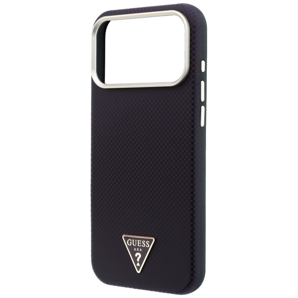 Guess iPhone 17 Pro Max/iPhone 18 Pro Max Deksel Kevlar Triangle Logo Burgundy