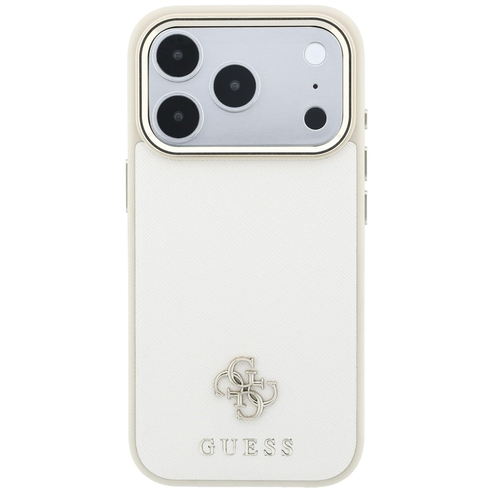 Guess iPhone 17 Pro Max/iPhone 18 Pro Max Deksel Saffiano 4G Classic Logo Beige
