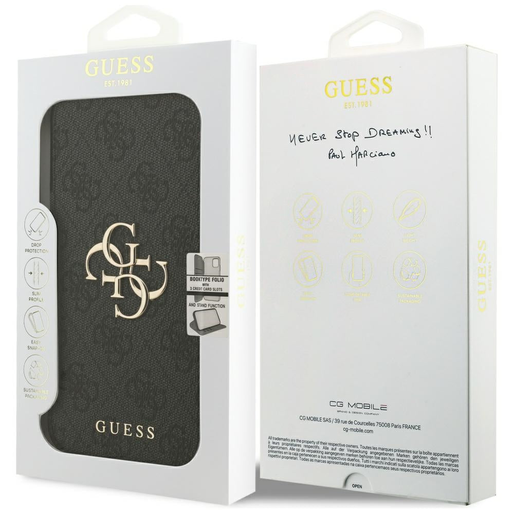 Guess iPhone 17 Pro Max/iPhone 18 Pro Max Etui Book 4G Metal Logo Svart