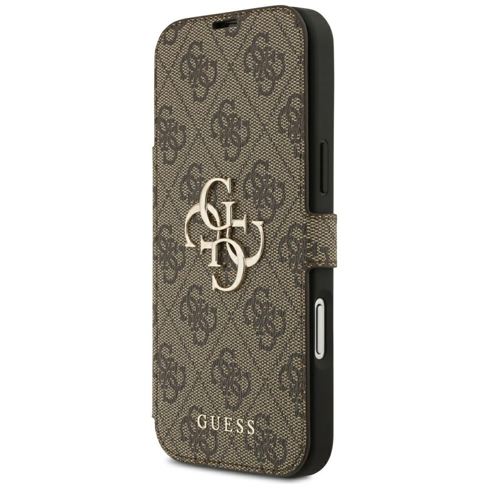 Guess iPhone 17 Pro Max/iPhone 18 Pro Max Etui Book 4G Metal Logo Brun