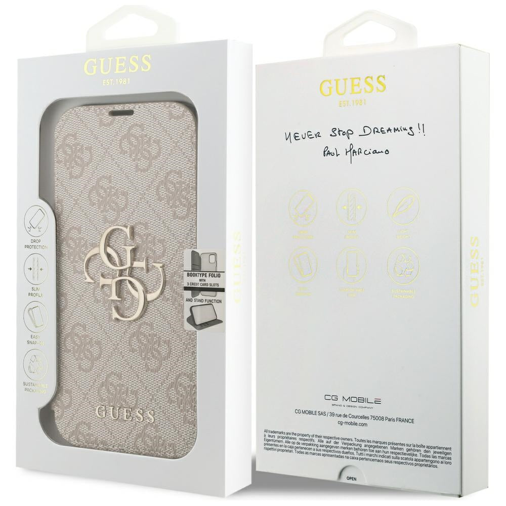 Guess iPhone 17 Pro/iPhone 18 Pro Etui Book 4G Metal Logo Rosa