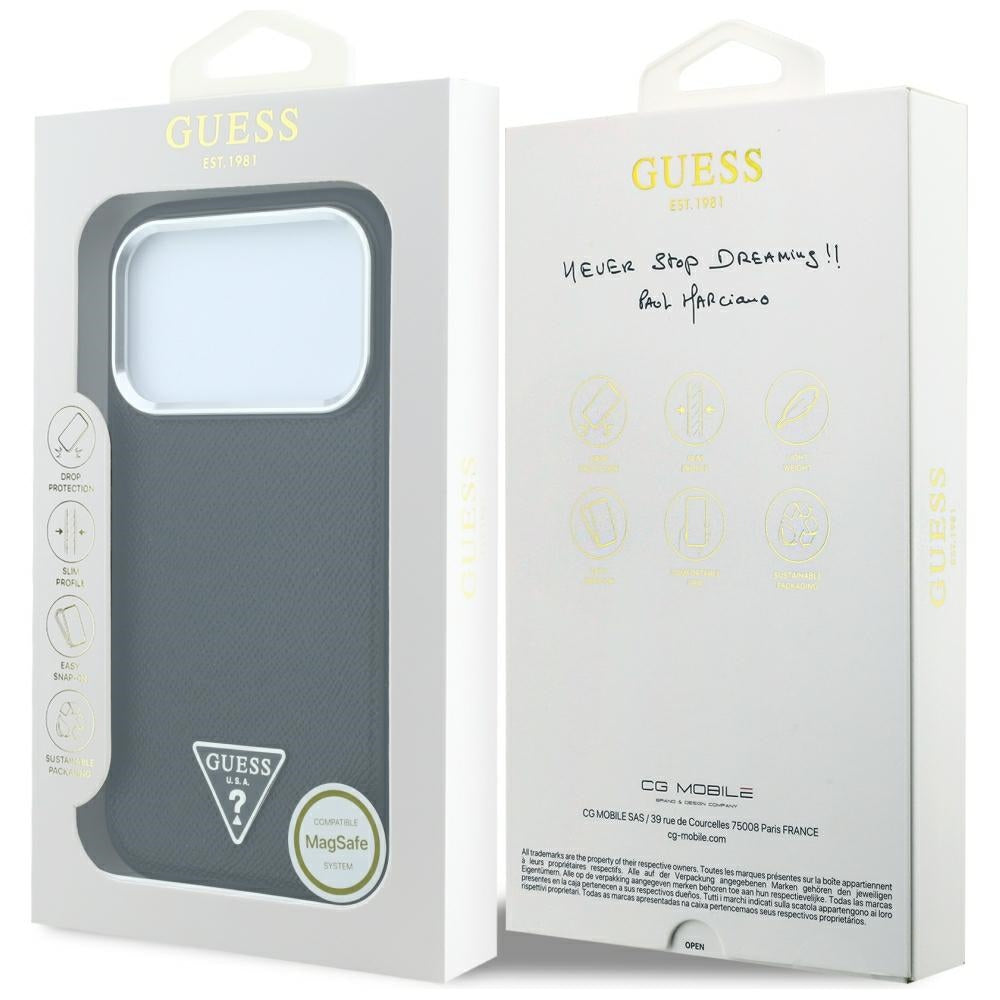 Guess iPhone 17 Pro/iPhone 18 Pro Deksel Grained Triangle Logo Svart