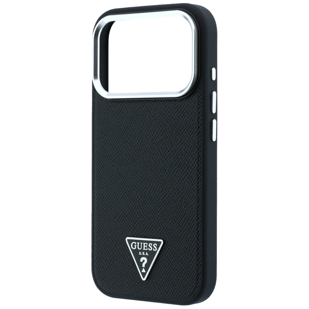 Guess iPhone 17 Pro Max/iPhone 18 Pro Max Deksel Grained Triangle Logo Svart