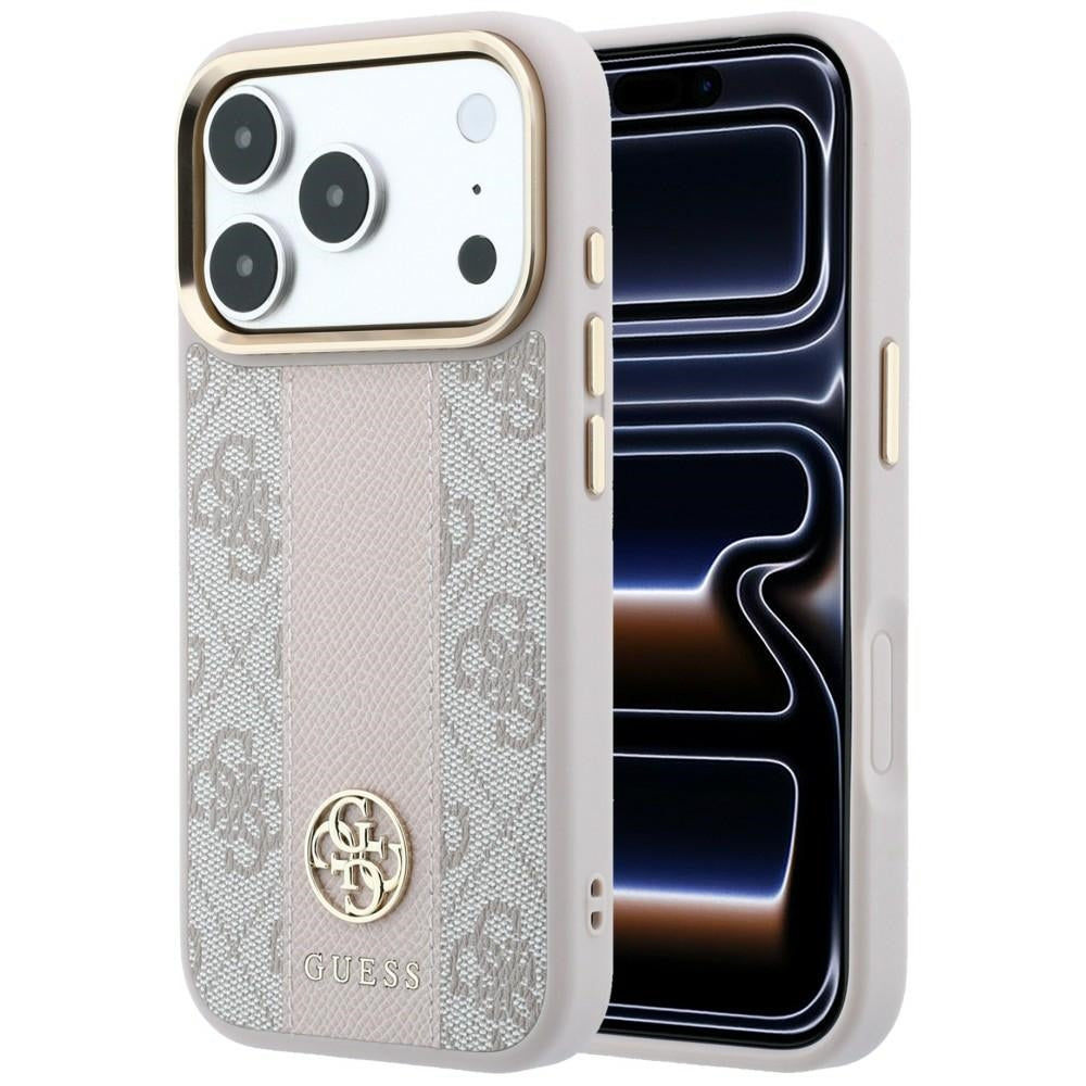 Guess iPhone 17 Pro Max/iPhone 18 Pro Max Deksel 4G Stripe Classic Logos Rosa