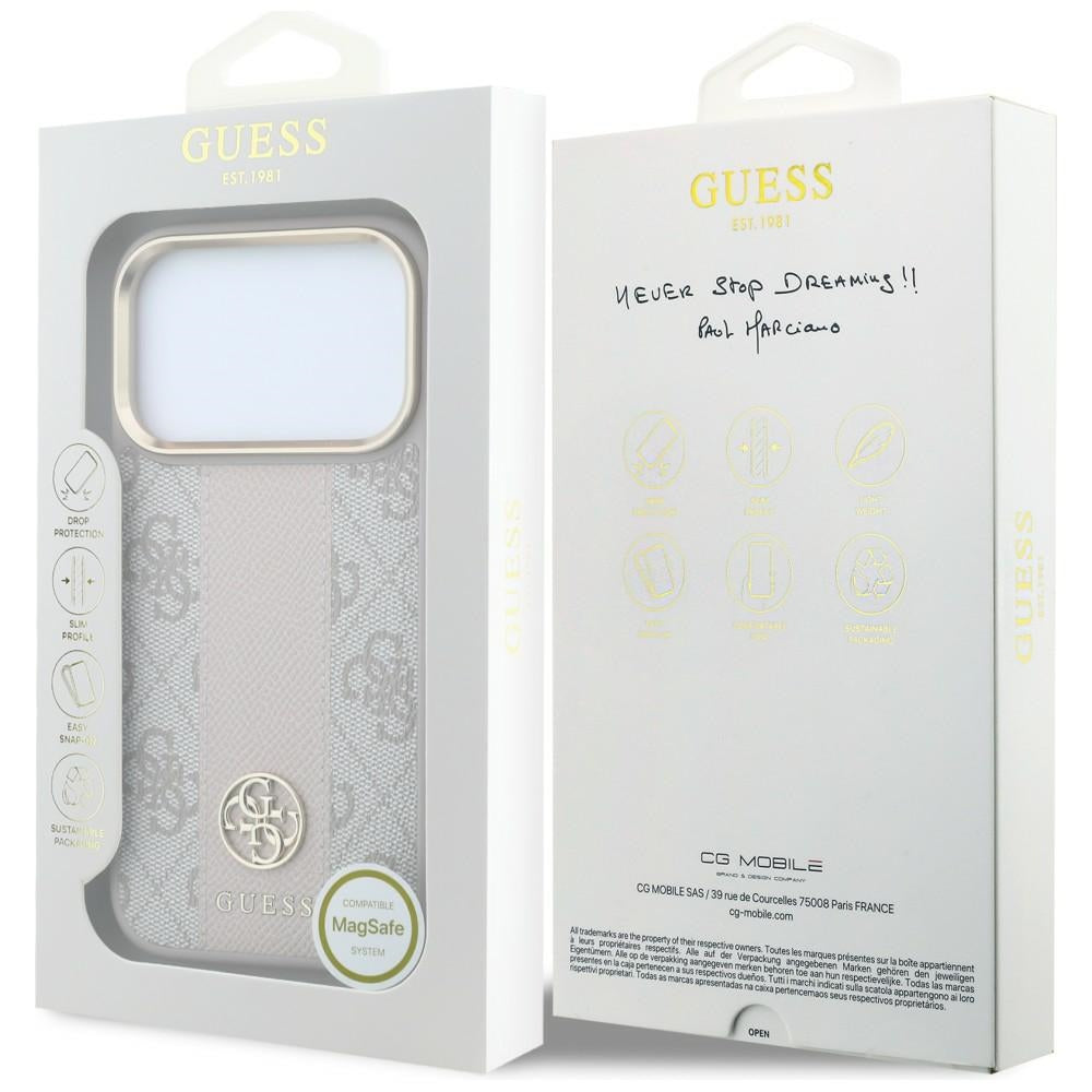 Guess iPhone 17 Pro Max/iPhone 18 Pro Max Deksel 4G Stripe Classic Logos Rosa