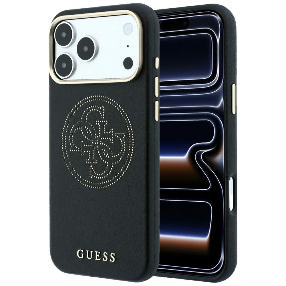 Guess iPhone 17 Pro/iPhone 18 Pro Deksel Perforated 4G Gold Logo Svart