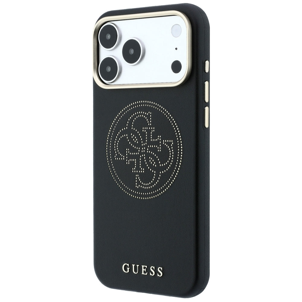 Guess iPhone 17 Pro/iPhone 18 Pro Deksel Perforated 4G Gold Logo Svart