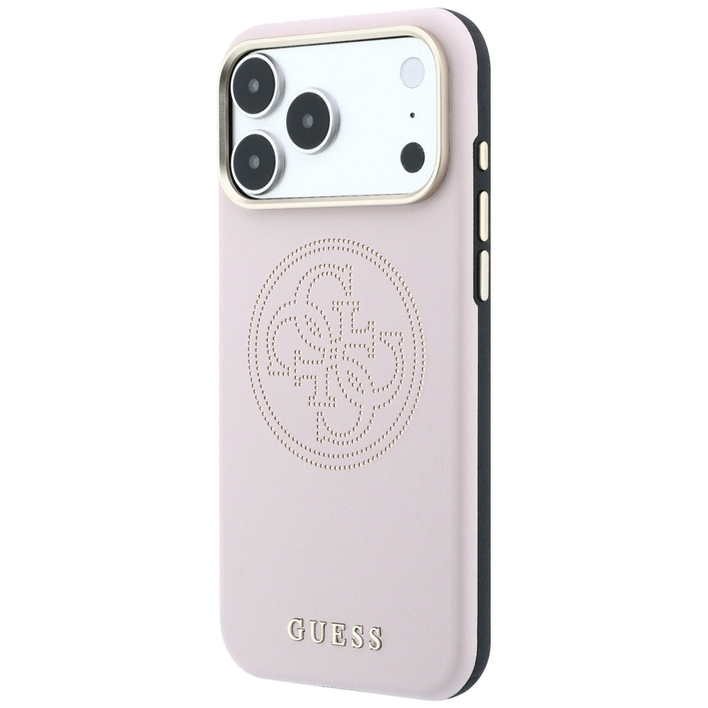Guess iPhone 17 Pro Max/iPhone 18 Pro Max Deksel Perforated 4G Gold Logo Rosa