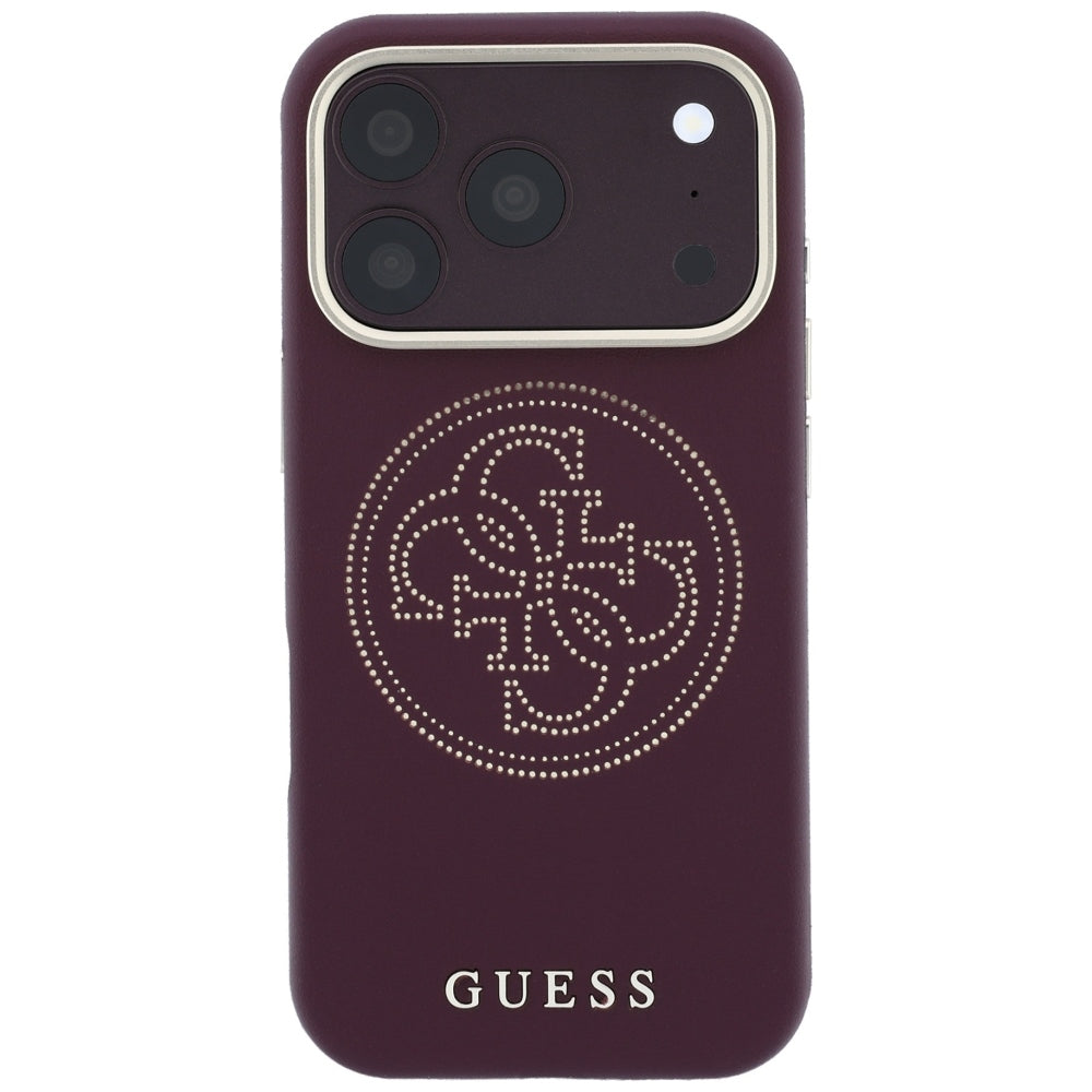 Guess iPhone 17 Pro/iPhone 18 Pro Deksel Perforated 4G Gold Logo Burgundy