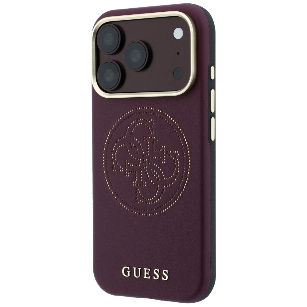 Guess Deksel iPhone 17 Pro Max/iPhone 18 Pro Max Perforated 4G Gold Logo Burgundy