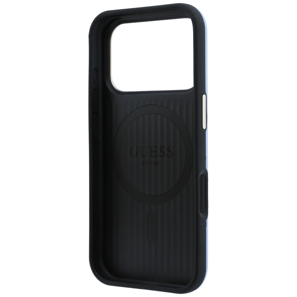 Guess iPhone 17 Pro/iPhone 18 Pro Deksel Perforated 4G Gold Logo Blå