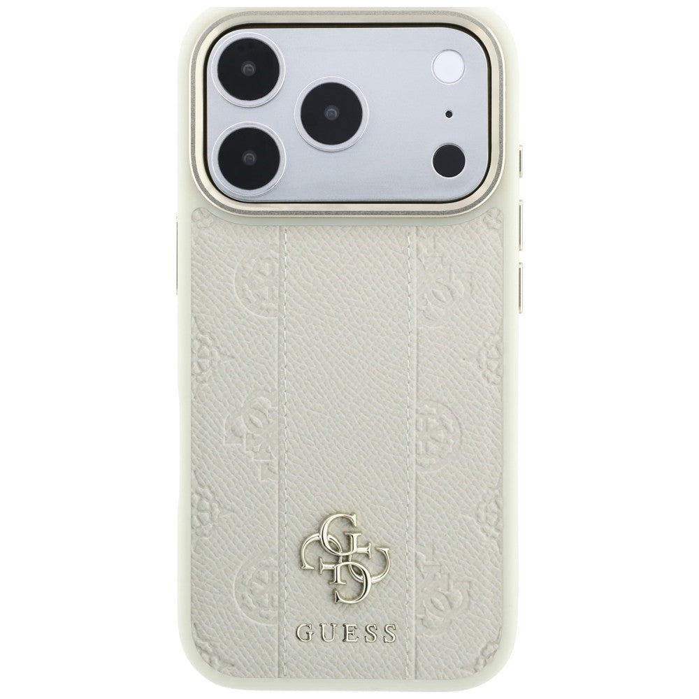 Guess iPhone 17 Pro/iPhone 18 Pro Deksel Stripe Peony 4G Logo Beige
