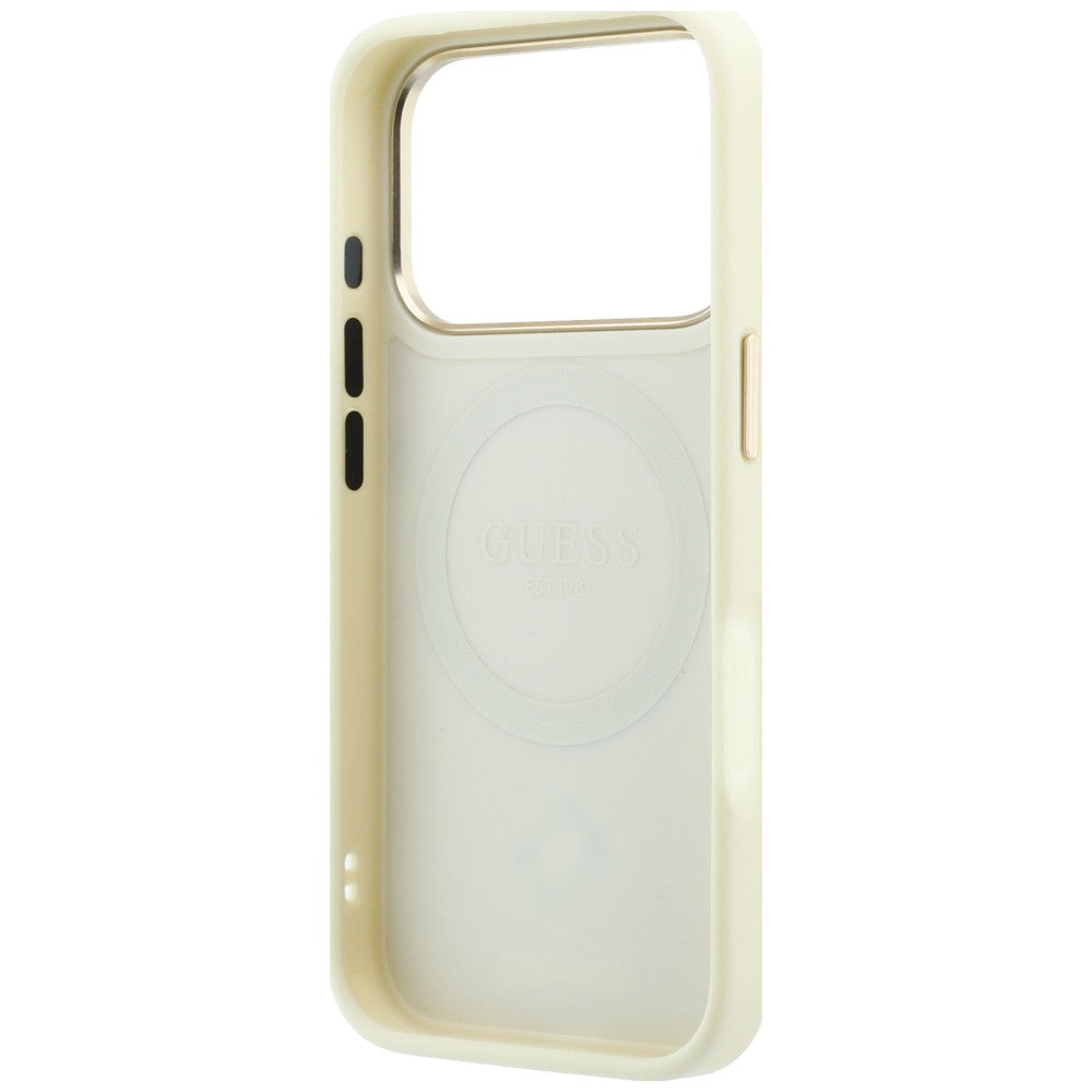 Guess iPhone 17 Pro/iPhone 18 Pro Deksel Stripe Peony 4G Logo Beige