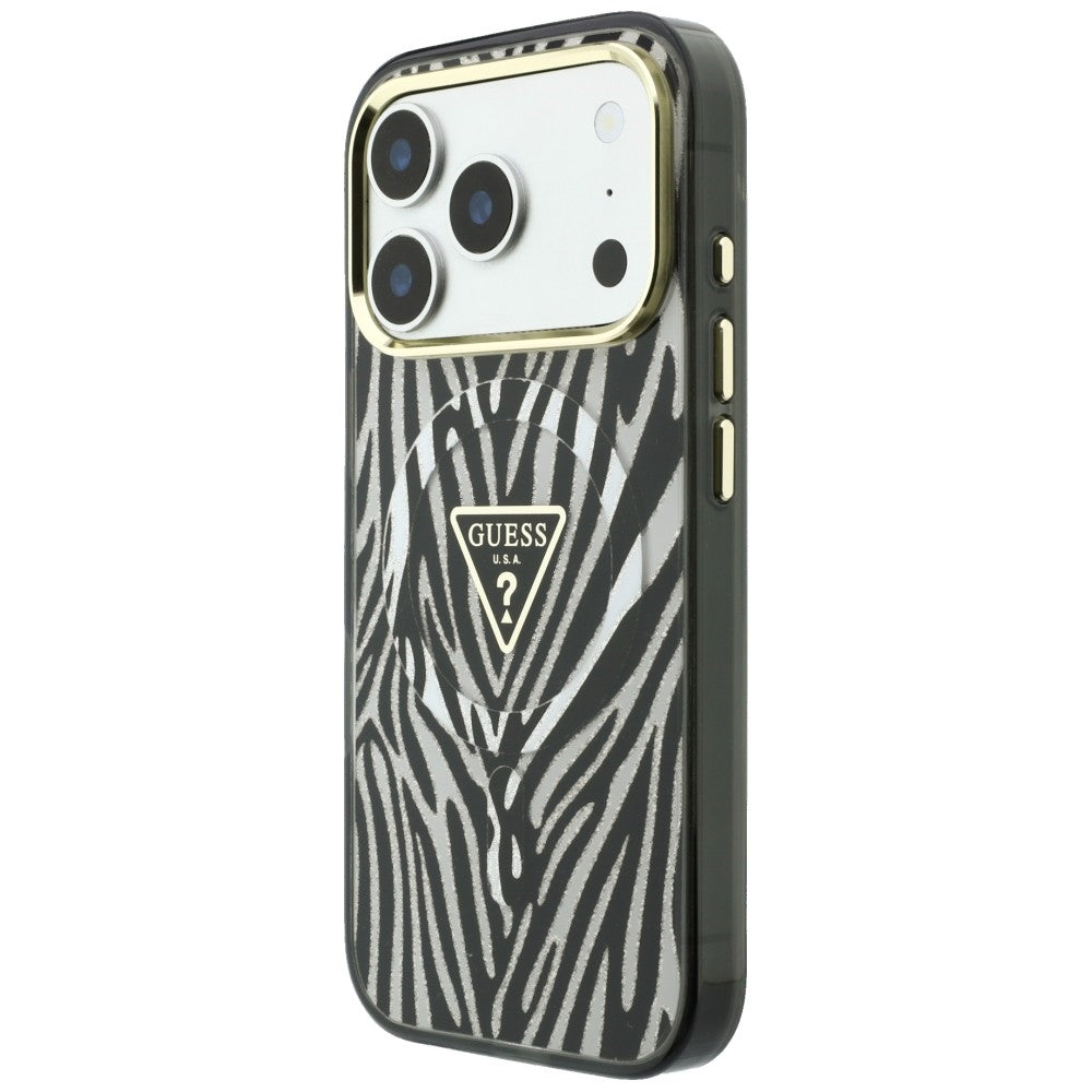 Guess iPhone 17 Pro/iPhone 18 Pro Deksel Zebra Glitter Sølv
