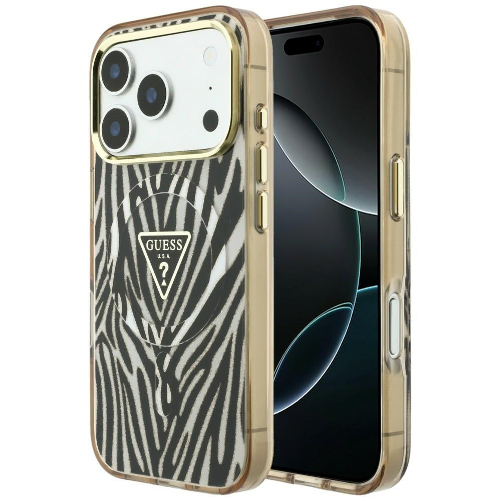 Guess iPhone 17 Pro/iPhone 18 Pro Deksel Zebra Glitter Gull