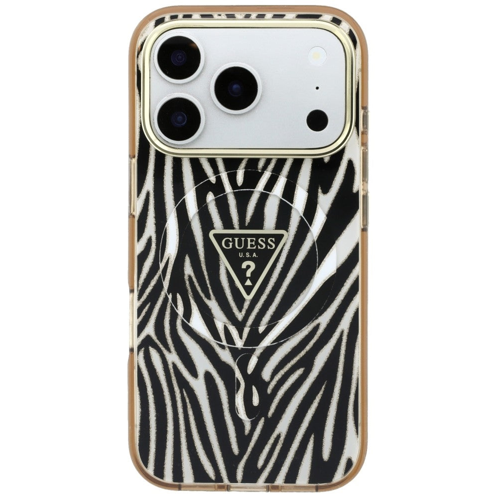 Guess iPhone 17 Pro/iPhone 18 Pro Deksel Zebra Glitter Gull