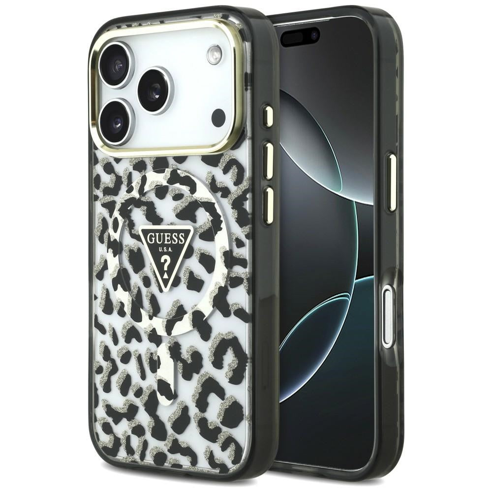 Guess iPhone 17 Pro/iPhone 18 Pro Deksel Leopard Glitter Svart