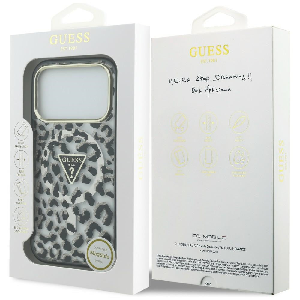 Guess iPhone 17 Pro/iPhone 18 Pro Deksel Leopard Glitter Svart