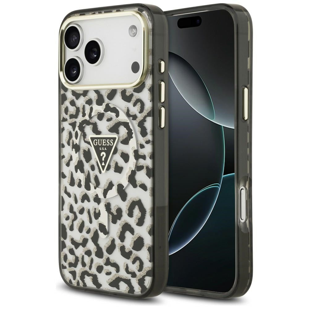 Guess iPhone 17 Pro Max/iPhone 18 Pro Max Deksel Leopard Glitter Svart