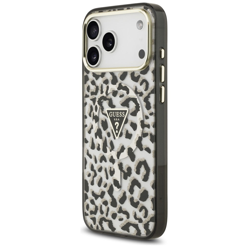 Guess iPhone 17 Pro Max/iPhone 18 Pro Max Deksel Leopard Glitter Svart