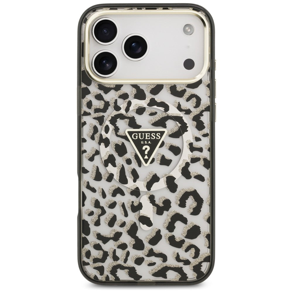 Guess iPhone 17 Pro Max/iPhone 18 Pro Max Deksel Leopard Glitter Svart