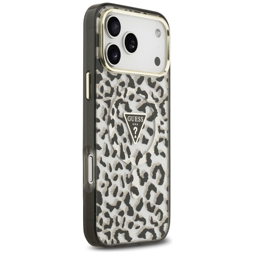 Guess iPhone 17 Pro Max/iPhone 18 Pro Max Deksel Leopard Glitter Svart