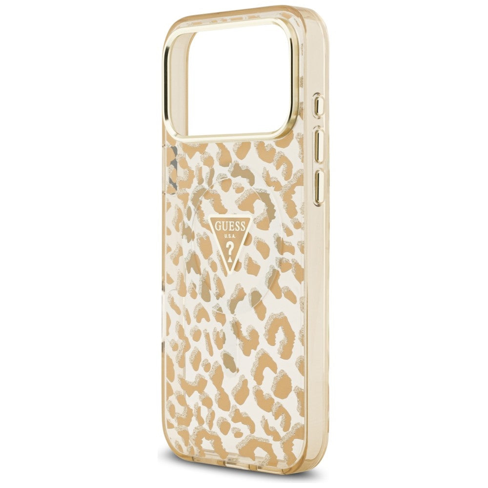 Guess iPhone 17 Pro/iPhone 18 Pro Deksel Leopard Glitter Brun