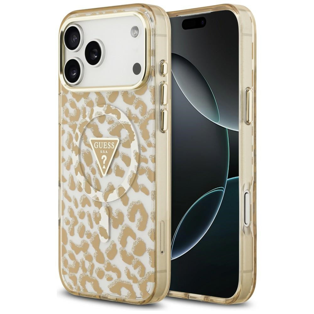 Guess iPhone 17 Pro Max/iPhone 18 Pro Max Deksel Leopard Glitter Brun