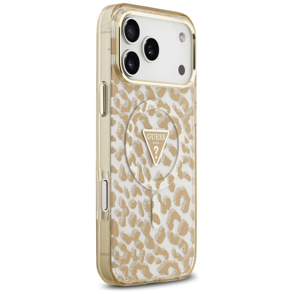 Guess iPhone 17 Pro Max/iPhone 18 Pro Max Deksel Leopard Glitter Brun