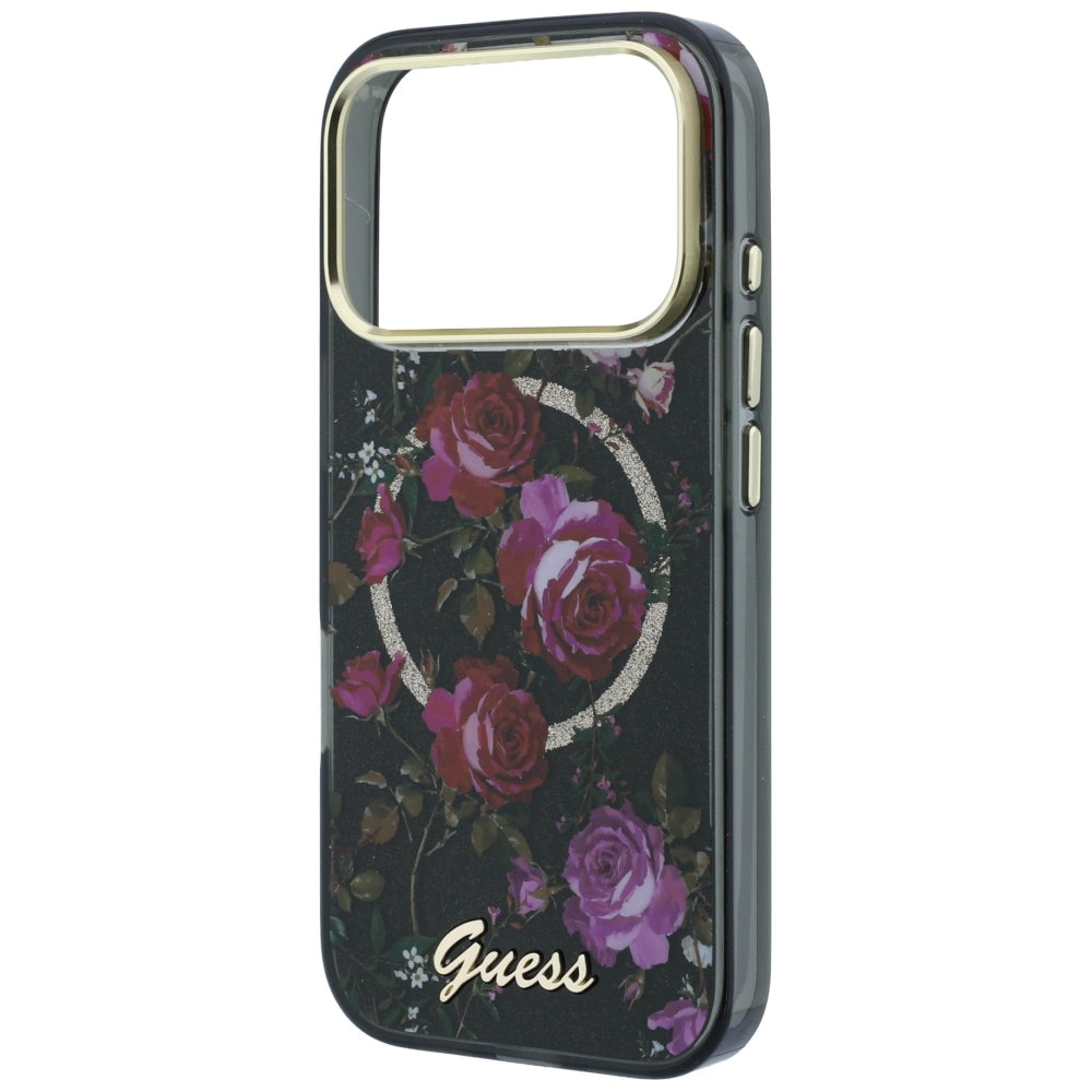 Guess iPhone 17 Pro/iPhone 18 Pro Deksel Glitter Blossom Roses Svart