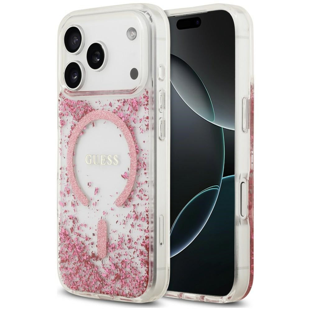 Guess iPhone 17 Pro Max/iPhone 18 Pro Max Deksel av harpiks med glitter Rosa