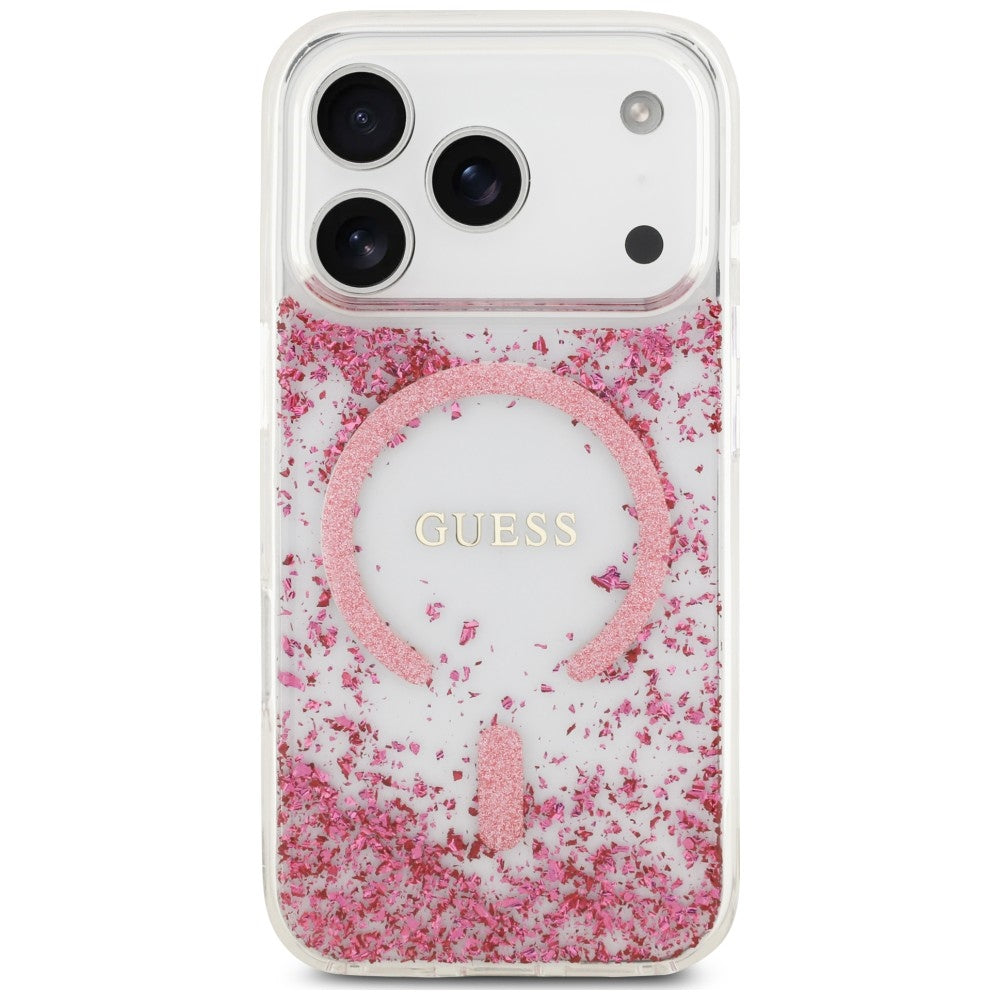 Guess iPhone 17 Pro Max/iPhone 18 Pro Max Deksel av harpiks med glitter Rosa