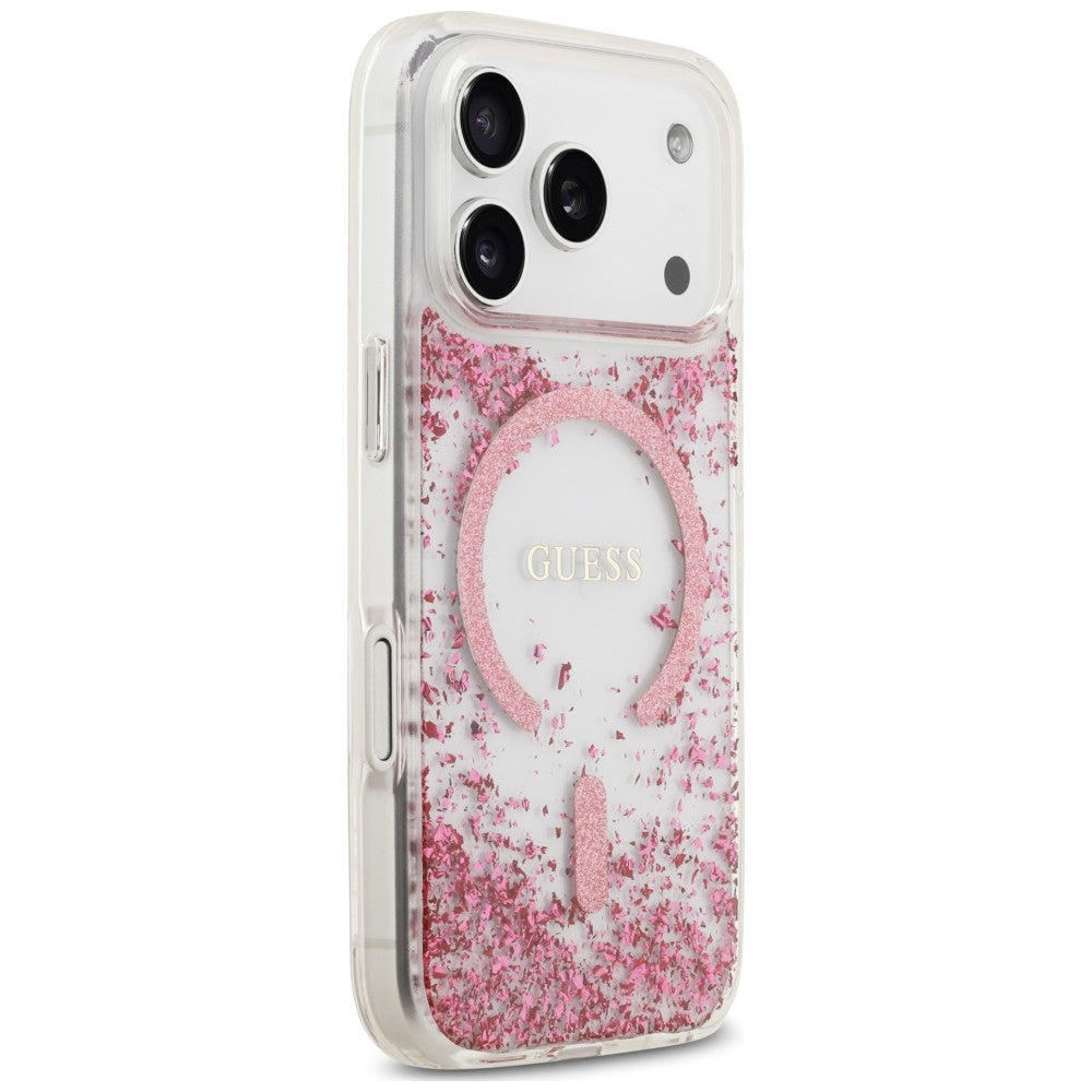 Guess iPhone 17 Pro Max/iPhone 18 Pro Max Deksel av harpiks med glitter Rosa