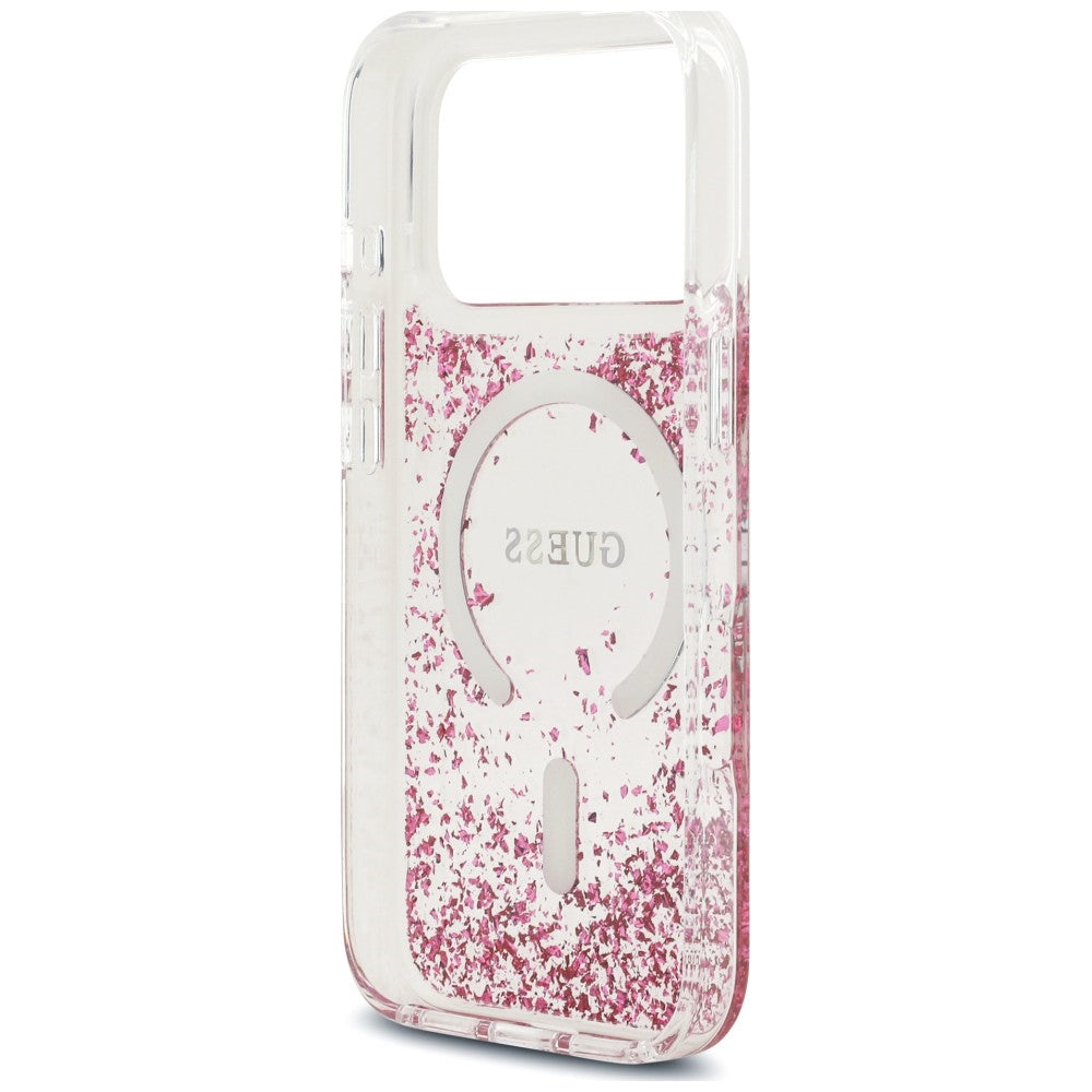 Guess iPhone 17 Pro Max/iPhone 18 Pro Max Deksel av harpiks med glitter Rosa