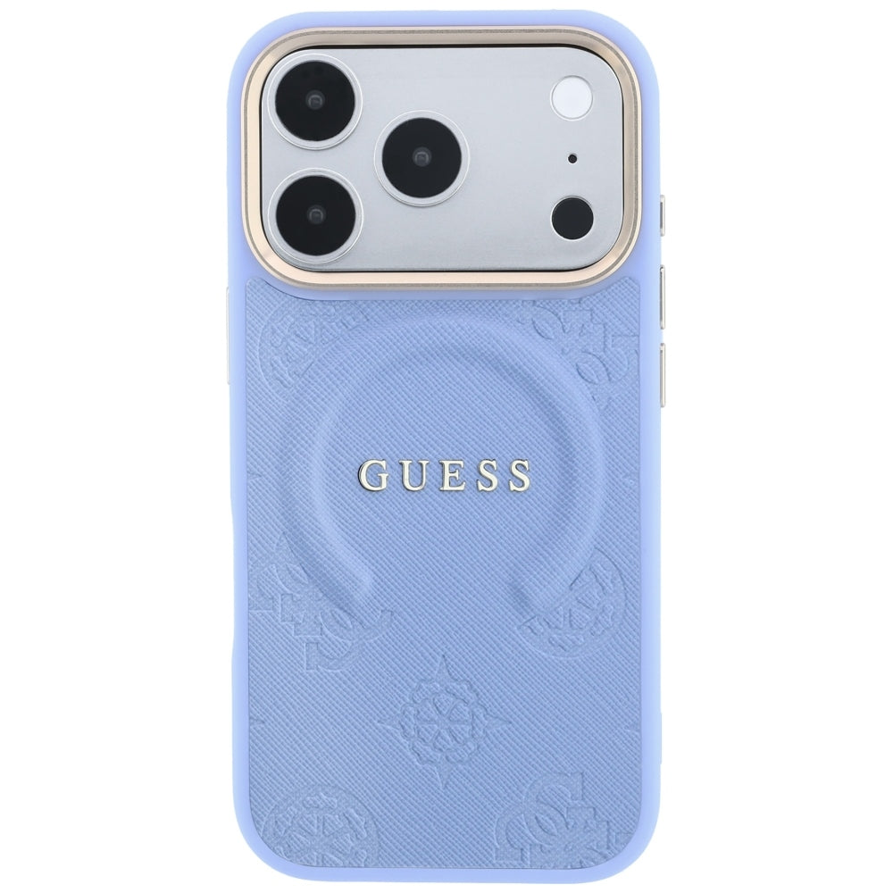 Guess Deksel iPhone 17 Pro Max/iPhone 18 Pro Max Saffiano Peony preget MagSafe Blå