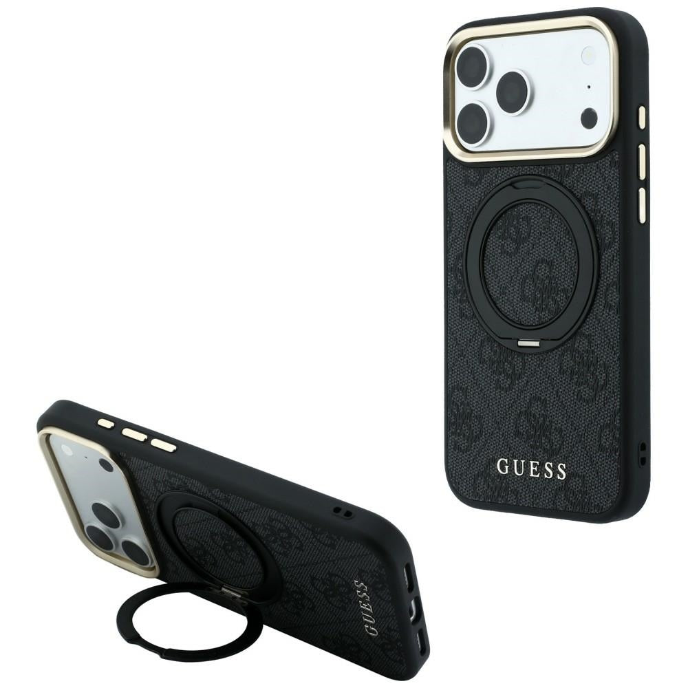 Guess iPhone 17 Pro/iPhone 18 Pro Deksel Ring Stand 4G Classic Logo Svart