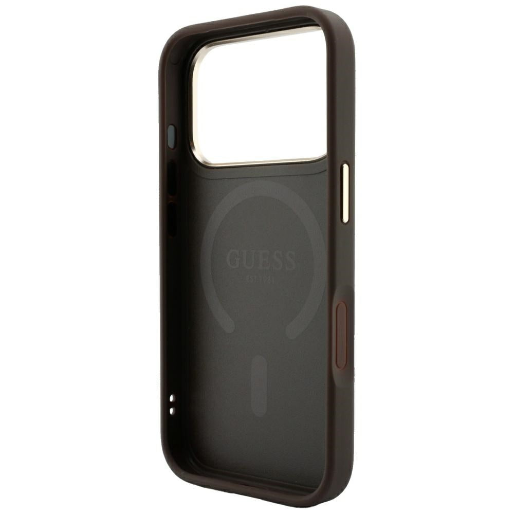 Guess iPhone 17 Pro/iPhone 18 Pro Deksel 4G Embossed MagSafe Brun